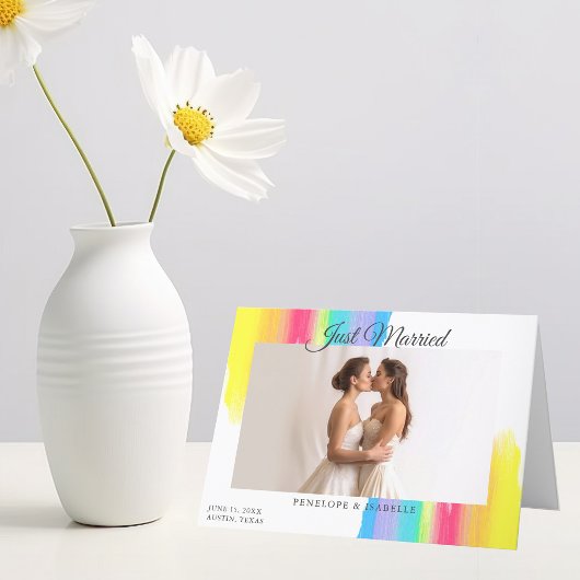 Regenboog Pas getrouwd Foto Modern Net Getrouwd Br Aankondiging