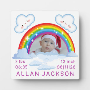 Regenboog Pasgeboren Foto gepersonaliseerd Baby Ca Fotoplaat