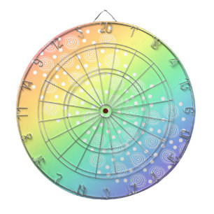 Regenboog pasta's met rond dartboard dartbord