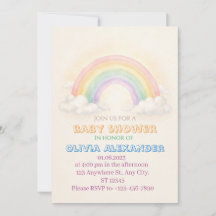 Regenboog Pastel Baby Shower Uitnodiging | Whimsis