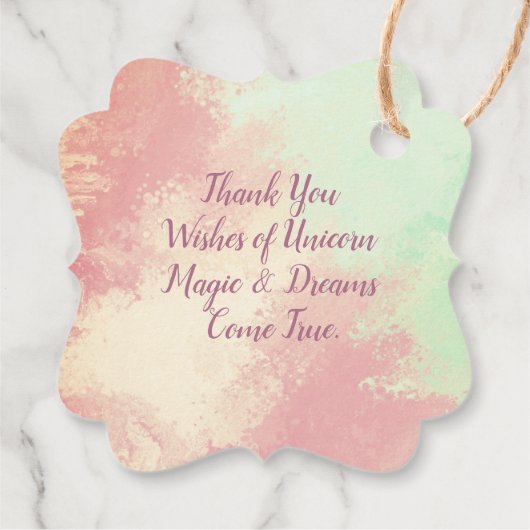 Regenboog Pastel, Eenhoorn Magic Dream Dank u Bedankjes Labels (Achterkant)