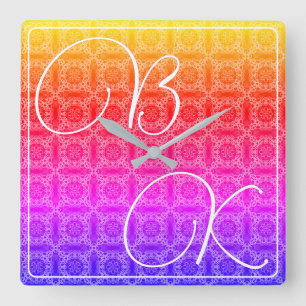 Regenboog Pastel Geurkaars Vierkante Klok