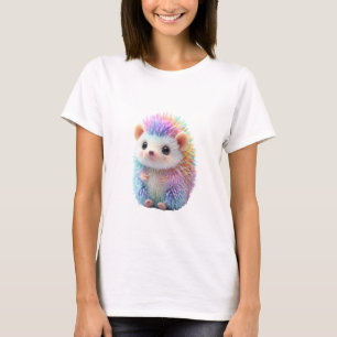 Regenboog Pastel Glitter Egeltje Schattige Vrouwen T-shirt