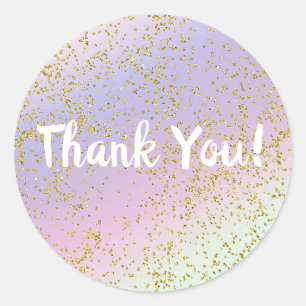 Regenboog Pastel Goud Glitters Fantasie Verjaardag Ronde Sticker