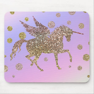 Regenboog Pastel Gouden Stippen Eenhoorn Trendy Me Muismat