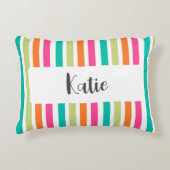 Regenboog pastel kleuren retro verticale strepen accent kussen (Voorkant)