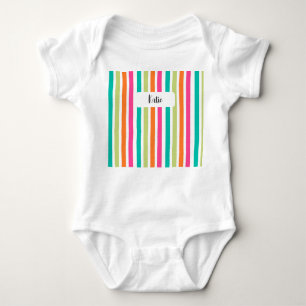 Regenboog pastel kleuren retro verticale strepen romper