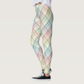 Regenboog pastel kleurrijk geruite patroon leggings (Links)