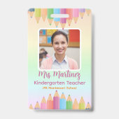 Regenboog Pastel Leraren ID-badge | Aangepaste naa Badge (Voorzijde)