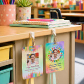 Regenboog Pastel Leraren ID-badge | Aangepaste naa Badge