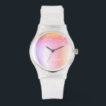 Regenboog Pastel Meisjesachtige Glitter Metaal Mon Horloge<br><div class="desc">Regenboog Pastel Nep Folie Metaalachtige Glitter Glans Metaal Monogram Naam Horloge. Dit is het perfecte afstudeer-,  verjaardags-,  trouw-,  bruidsmeisjes-,  jubileum-,  baby shower- of vrijgezellenfeest cadeau voor iemand die van glamour luxe en chic stijlen houdt.</div>