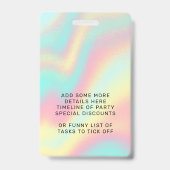 Regenboog Pastel Sweet 16 VIP-Pas Lanyard Badge (Achterkant)