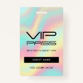 Regenboog Pastel Sweet 16 VIP-Pas Lanyard Badge (Voorkant)