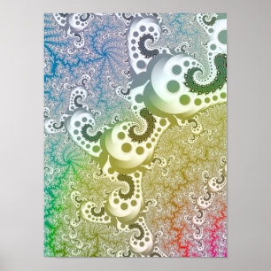 Regenboog Pastel Wervelende Fractale Oneindige Geo Poster
