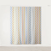 Regenboog pastel zigzag lijnen figuur wandkleed (Voorkant)