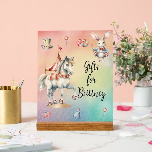 Regenboog Pasteldieren Verjaardagscadeaus Acryl Bord (Huwelijk)