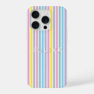 Regenboog Pastelkleur strip iPhone 15 Pro Case