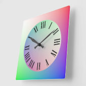 Regenboog Pastelkleuren, Romeinse cijfer uurmarker Vierkante Klok (Hoek)