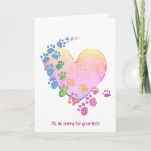 Regenboog Pawprints op een hart voor dierenverlies Kaart