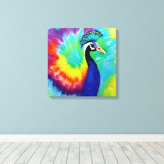 Regenboog Peacock Stretched Canvas (Insitu (Houten vloer))
