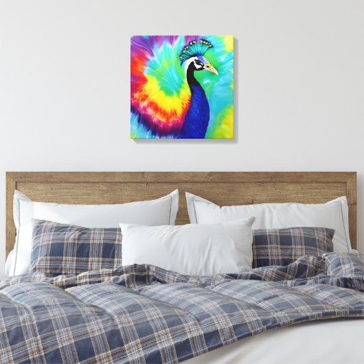 Regenboog Peacock Stretched Canvas (Insitu (Slaapkamer))