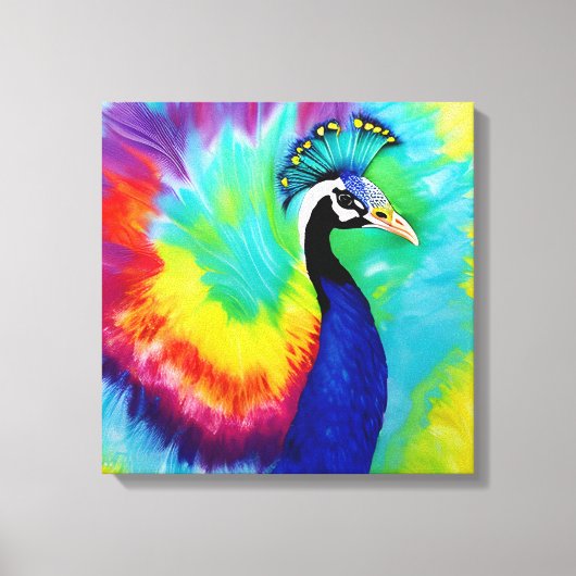Regenboog Peacock Stretched Canvas Afdruk (Voorkant)