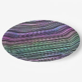 Regenboog penseelstreken op zwart : papieren bordje (Gekanteld)