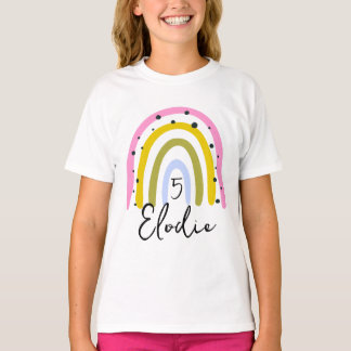 Regenboog Persoonlijke Naam Verjaardag Nummer Aang T-shirt