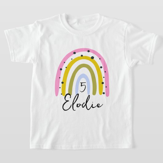 Regenboog Persoonlijke Naam Verjaardag Nummer Aang T-shirt (Laagn)