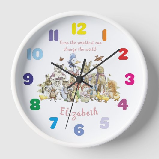 Regenboog Peter het Konijn en Vrienden Wandklok (Voorkant)