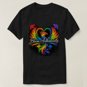 Regenboog Phoenix Hart "Bloei Authentiek" Pride T-shirt