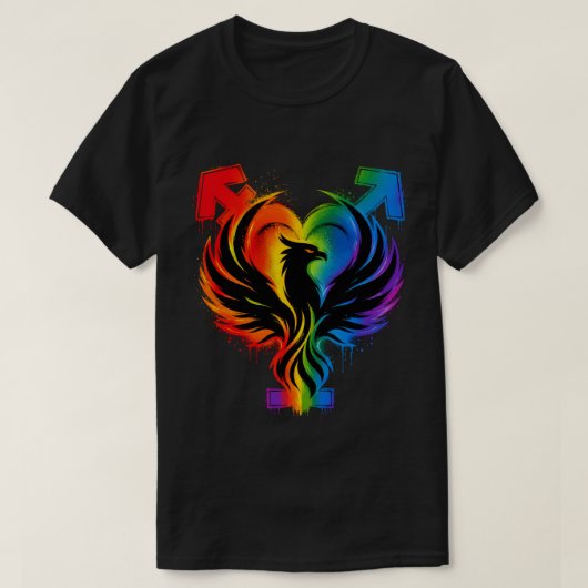 Regenboog Phoenix Hart Grafische T-shirt (Design voorkant)