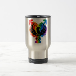 Regenboog Phoenix Hart Reis Tumbler Reisbeker