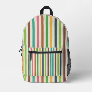 Regenboog Pin Streep Retro Trendy Kleurrijk Bedrukte Rugzak