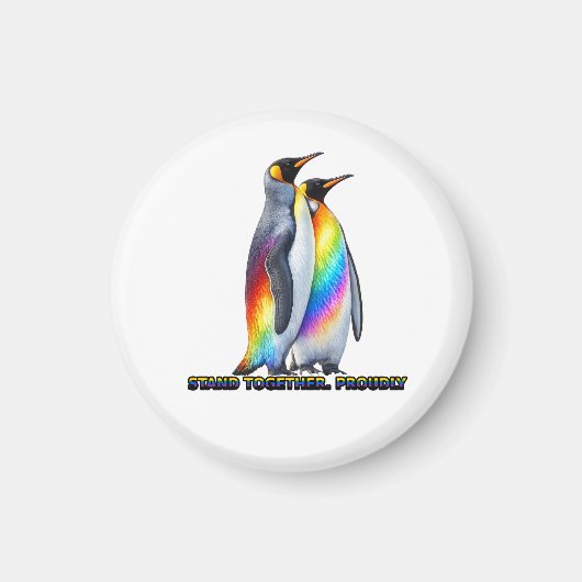 Regenboog Pinguïn Pride – Sta Samen  Magneet (Voorkant)
