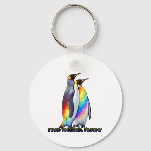Regenboog Pinguïn Pride – Sta Samen Sleutelhanger (Voorkant)