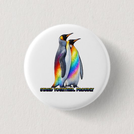 Regenboog Pinguïn Pride – Sta Samen Trots Ronde Button 3,2 Cm (Voorkant)