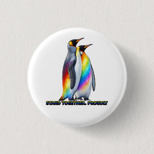 Regenboog Pinguïn Pride Staan Samen Ronde Button 3,2 Cm