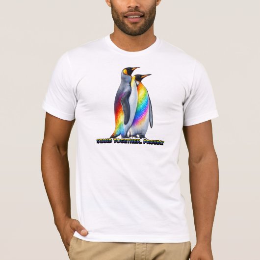 Regenboog Pinguïn Pride Staan Samen T-shirt (Voorkant)
