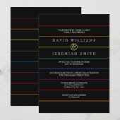 Regenboog Pinstripe Pride op Zwart LGBT Bruiloft Kaart (Voorkant / Achterkant)