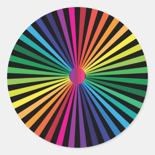 Regenboog PinWheel Ronde Sticker (Voorkant)
