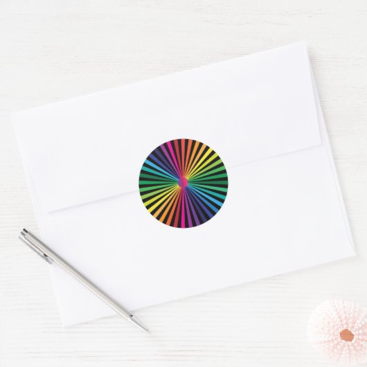 Regenboog PinWheel Ronde Sticker (Envelop)
