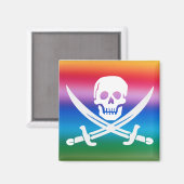 Regenboog Piraat Jolly Roger Magneet (Voorkant / Achterkant)