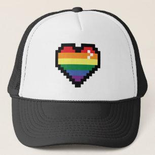 Regenboog Pixel Hart Trucker Pet