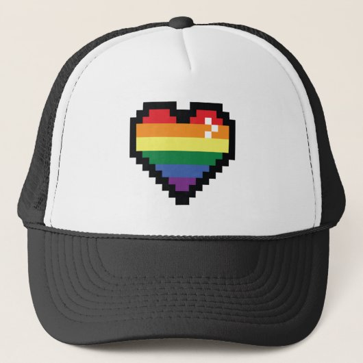 Regenboog Pixel Hart Trucker Pet (Voorkant)