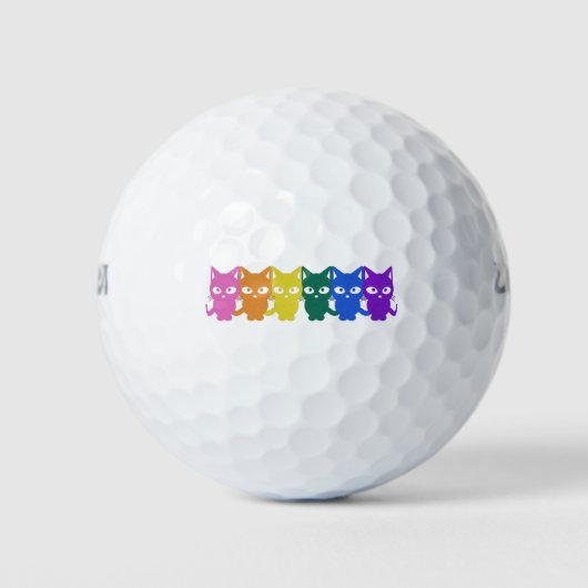 regenboog pixel katten golfballen (Voorkant)