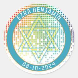Regenboog Pixel Videospel Gamer Bar Mitzvah Ronde Sticker