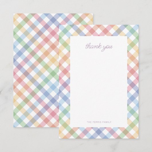Regenboog plaid eenvoudig kleurrijk schattig baby  bedankkaart (Voorkant / Achterkant)