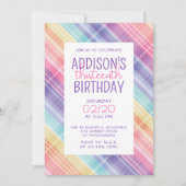 Regenboog Plaid Meisjes Verjaardag Kaart (Voorkant)