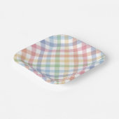Regenboog plaid schattig eenvoudig pastel check ve papieren bordje (Gebogen)